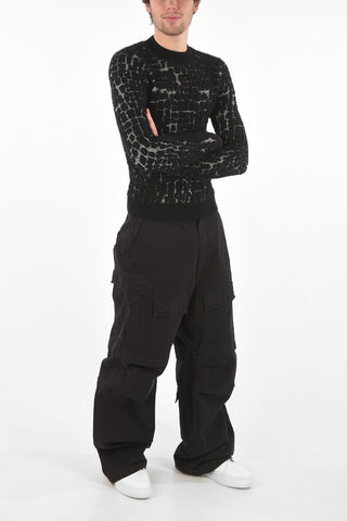Pullover Girocollo Jacquard in Misto Lana