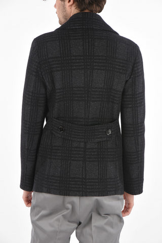 District Check Double Breasted Peacoat