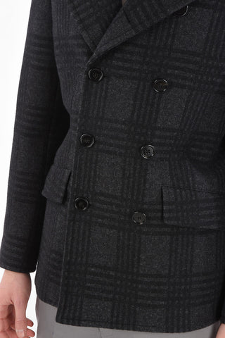 District Check Double Breasted Peacoat
