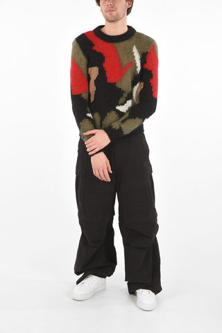 Pullover Girocollo Multicolor Effetto Camouflage