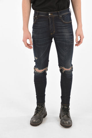 14cm stretch denim ripped skinny fit jeans