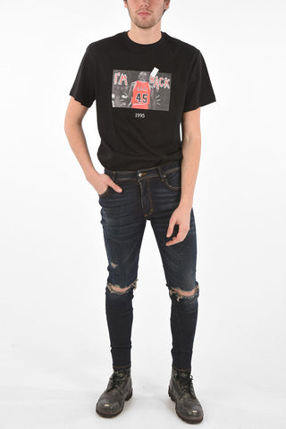 14cm stretch denim ripped skinny fit jeans