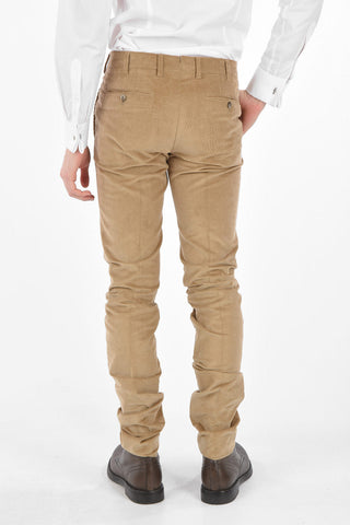 Pantaloni a Vita Bassa in Velluto a Coste