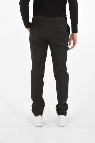 Pantaloni in Lana e Mohair con Piega