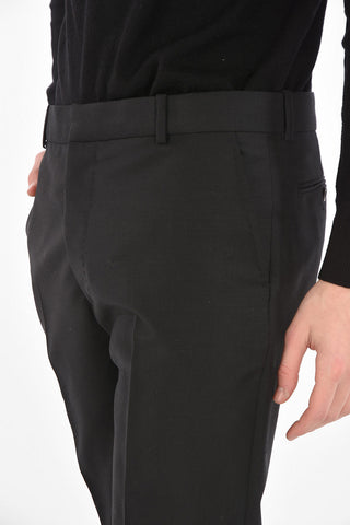 Pantaloni in Lana e Mohair con Piega