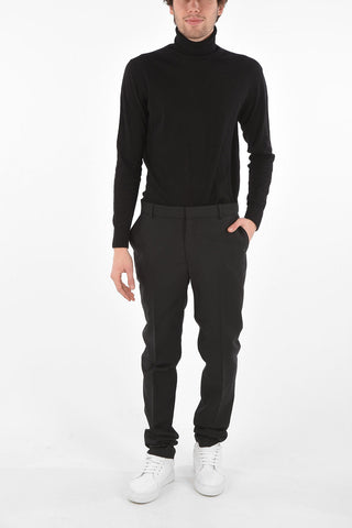 Pantaloni in Lana e Mohair con Piega