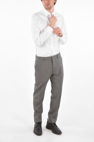 Pantaloni Chino 4 Tasche in Lana con Passanti
