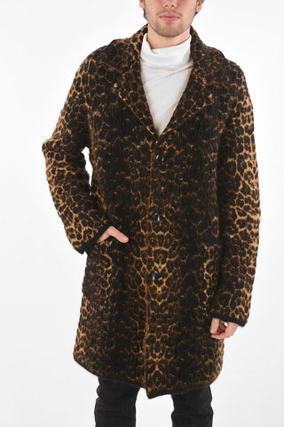 Unlined Animal Patterned Coat with Patch Pockets