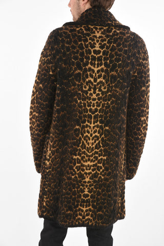 Unlined Animal Patterned Coat with Patch Pockets