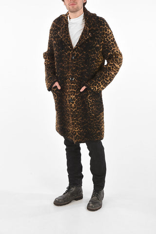 Unlined Animal Patterned Coat with Patch Pockets