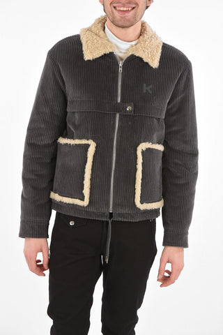 Giubbotto in Velluto a Coste con Dettagli in Eco Shearling
