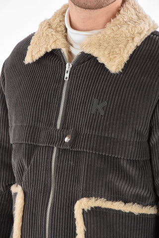 Giubbotto in Velluto a Coste con Dettagli in Eco Shearling