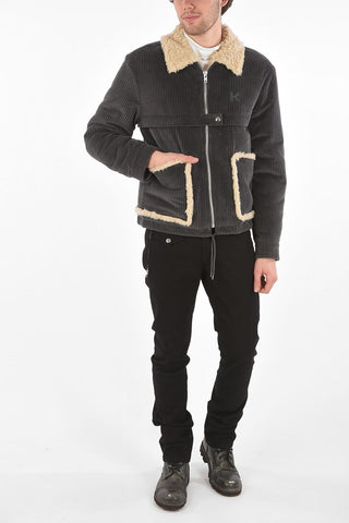 Giubbotto in Velluto a Coste con Dettagli in Eco Shearling