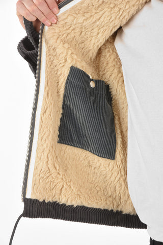Giubbotto in Velluto a Coste con Dettagli in Eco Shearling