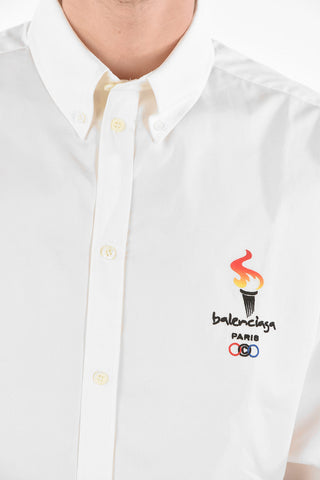 Camicia Over con Collo Button-down con Ricamo Logo