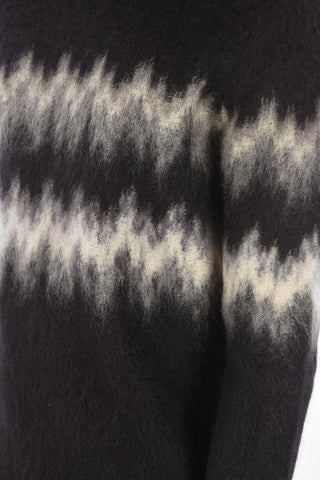 Pullover a Collo Alto in Misto Mohair con Bande Sfumate a Contrasto