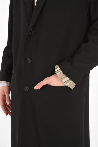Single-breasted Coat with Patchwork Lining