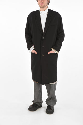 Single-breasted Coat with Patchwork Lining