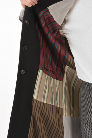Single-breasted Coat with Patchwork Lining