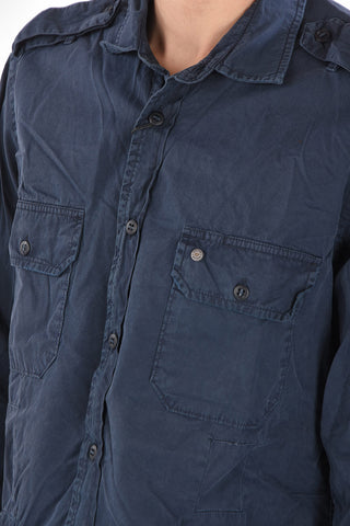 Wrinkled Effect Cotton Military Shirt