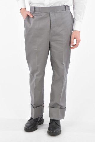 Pantaloni in Twill di Cotone con Orlo con Risvolto