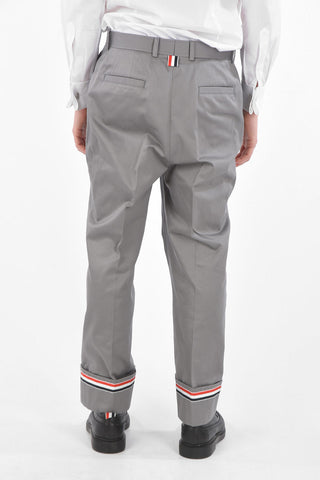 Pantaloni in Twill di Cotone con Orlo con Risvolto