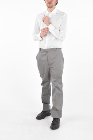 Pantaloni in Twill di Cotone con Orlo con Risvolto