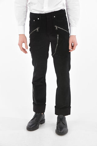 Pantaloni Multitasca in Velluto a Coste con Zip