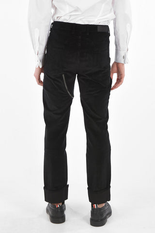 Pantaloni Multitasca in Velluto a Coste con Zip