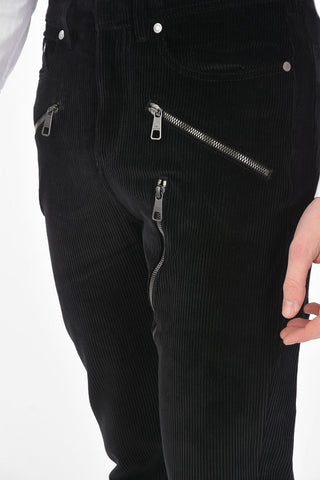 Pantaloni Multitasca in Velluto a Coste con Zip