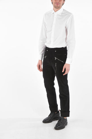 Pantaloni Multitasca in Velluto a Coste con Zip
