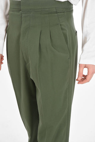 Pantaloni a 2 Pinces a Vita Alta con Fondo a Taglio Vivo