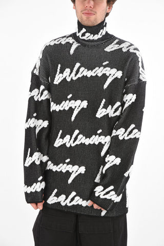 Turtleneck Sweater with Scribble Logo