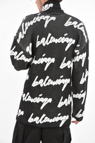 Turtleneck Sweater with Scribble Logo