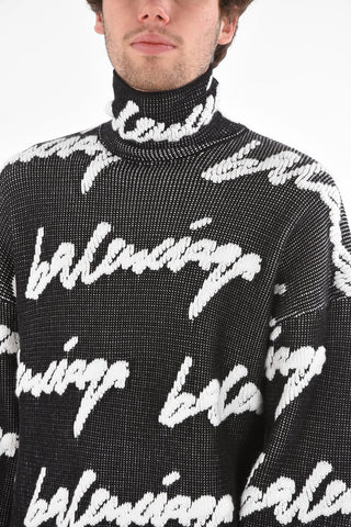 Turtleneck Sweater with Scribble Logo