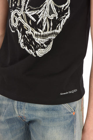 Crew Neck CHAIN SKULL Cotton T-Shirt