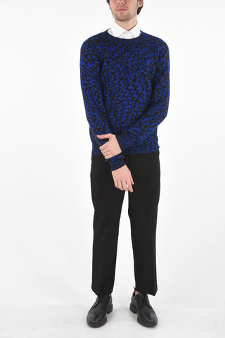 Crew Neck Lurex Geometric Motif Sweater
