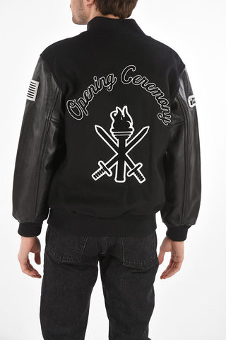 Varsity Jacket with Leather Sleeves