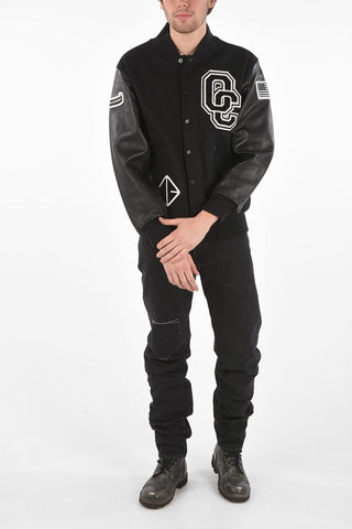 Varsity Jacket with Leather Sleeves