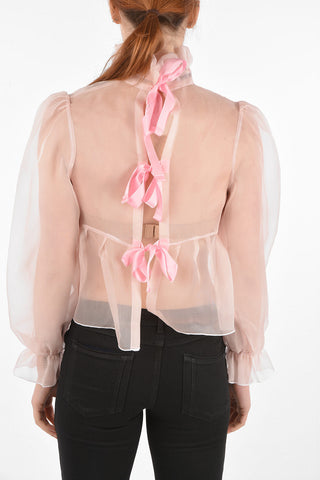 organza ruffle collar IRIS blouse with bow back