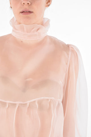 organza ruffle collar IRIS blouse with bow back