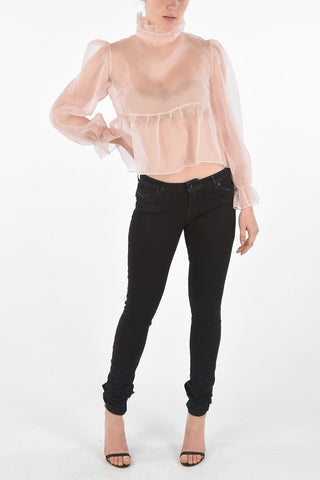 organza ruffle collar IRIS blouse with bow back