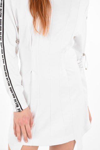 COUTURE mini dress YOU ARE TOO FAST pieghettato con profili logati