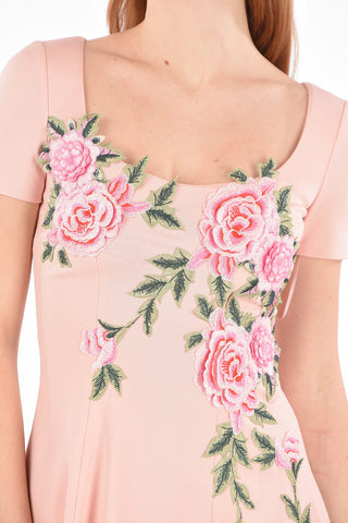 COUTURE floral-embroidered NONA COLLINS scoop neckline mini a-line dress