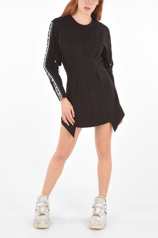 COUTURE mini dress YOU ARE TOO FAST pieghettato con profili logati