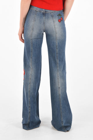 embroidered ONE ORCHID bootcut jeans