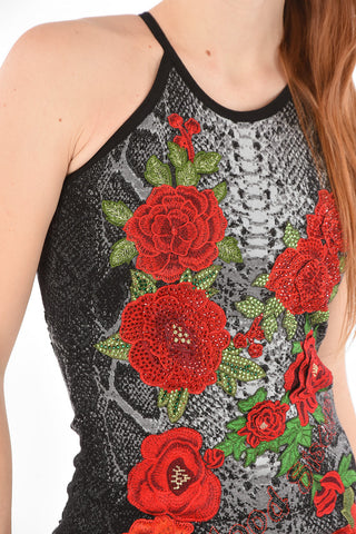 COUTURE knitted snake-print split-side hem above knee LAIDA SIMMON dress