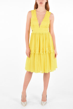 COUTURE v-neck below knee  CELINE a-line dress with lace details