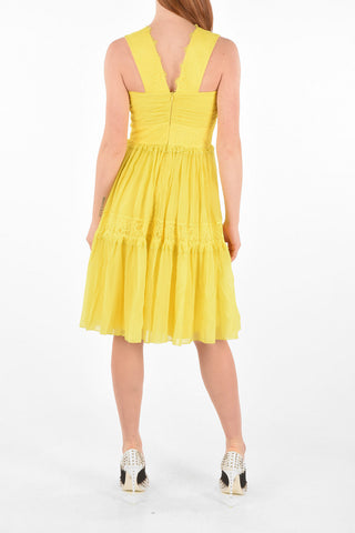 COUTURE v-neck below knee  CELINE a-line dress with lace details