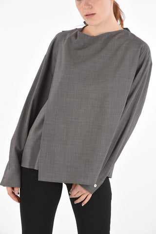 tie neck panel blouse